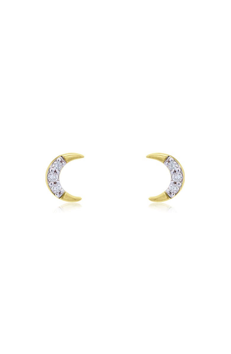 The Lovery Fine Jewelry Diamond Crescent Moon Screw Back Stud Earrings, Alternate, color, Yellow Gold