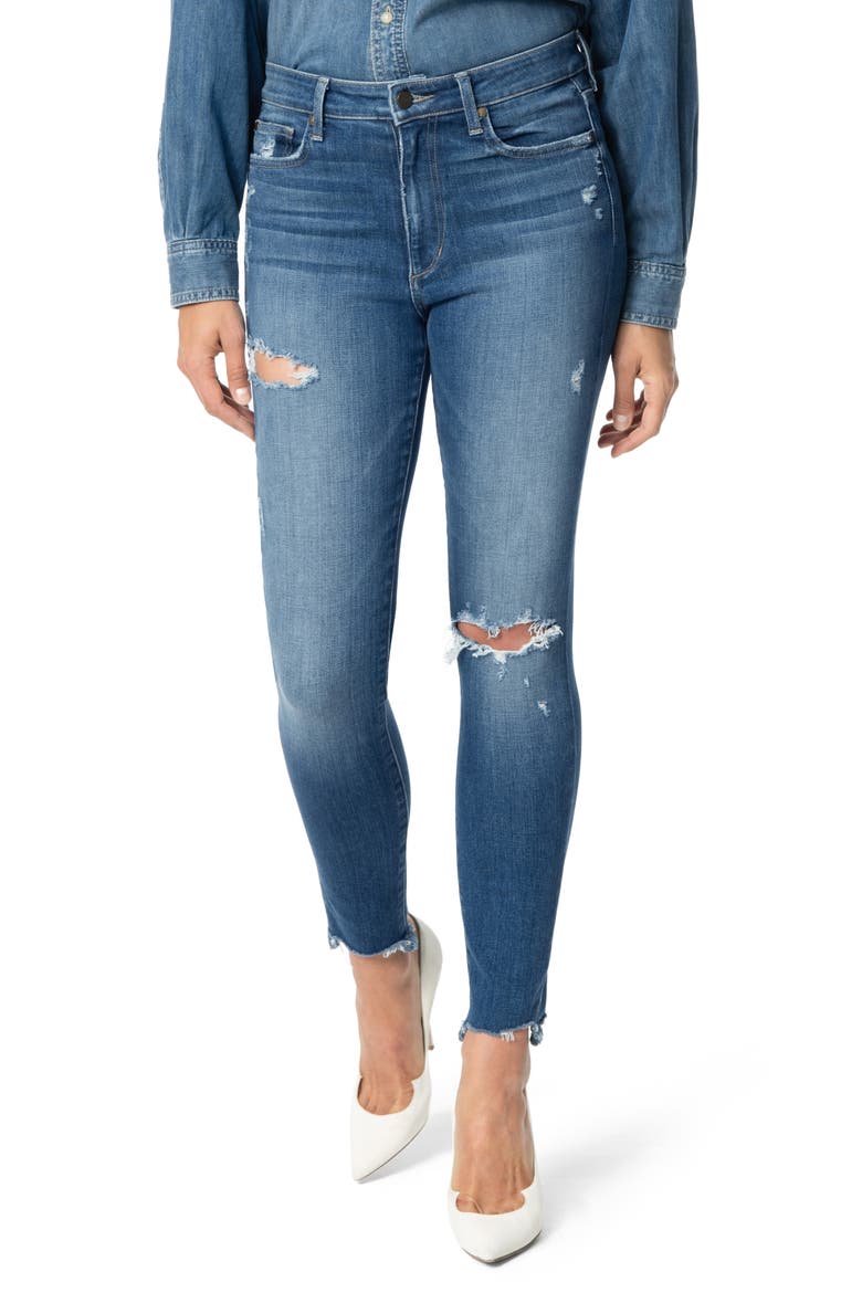 The Charlie Ripped Destroyed Hem Ankle Skinny Jeans, Main, color, PEARLA