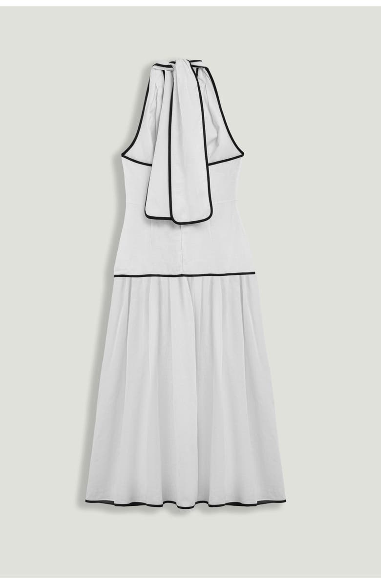 Nocturne Binding Detail Halterneck Midi Dress, Alternate, color, Ivory