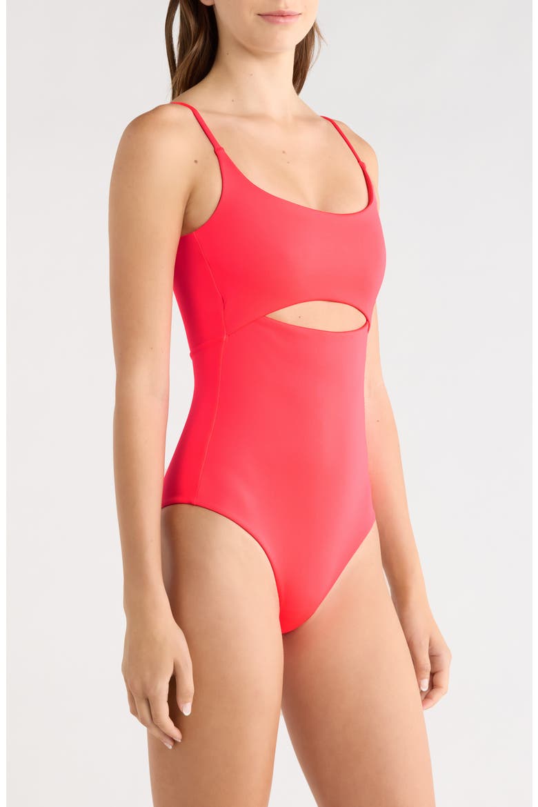 Peak Cutout One-Piece Swimsuit, Alternate, color, RESCUE NEON RED
