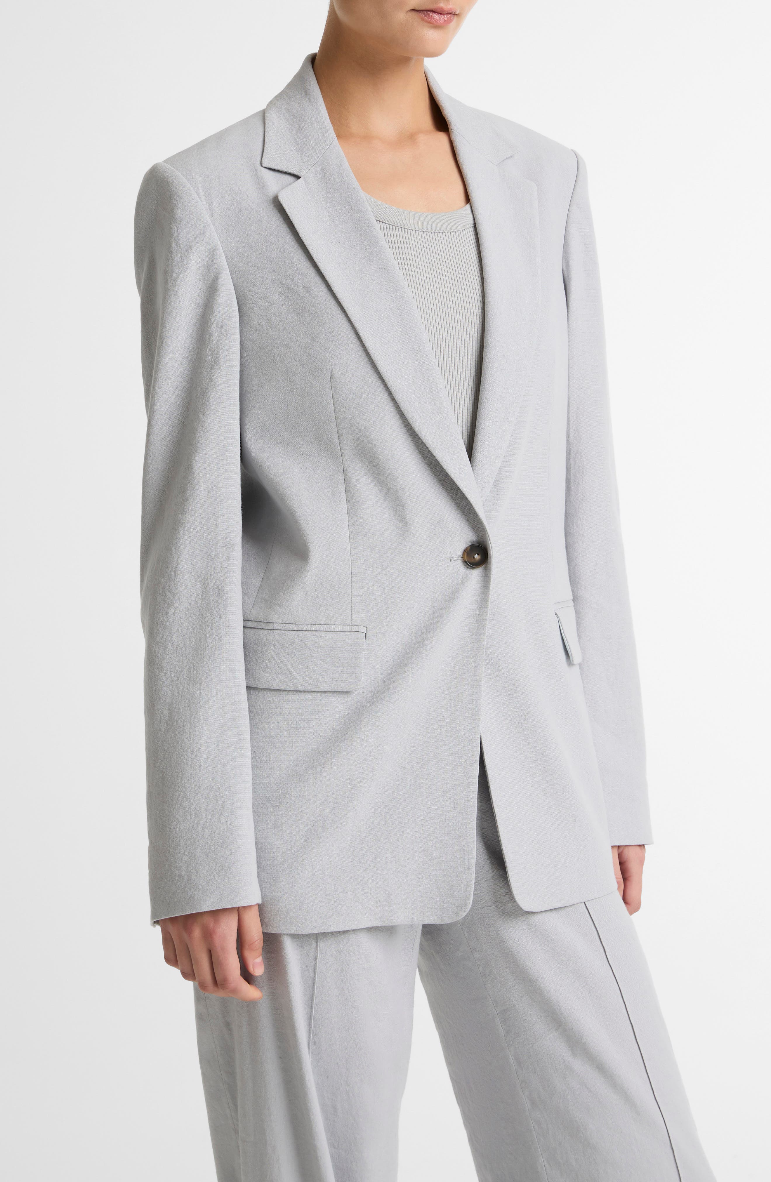 Vince One-Button Linen Blend Blazer — фото 3