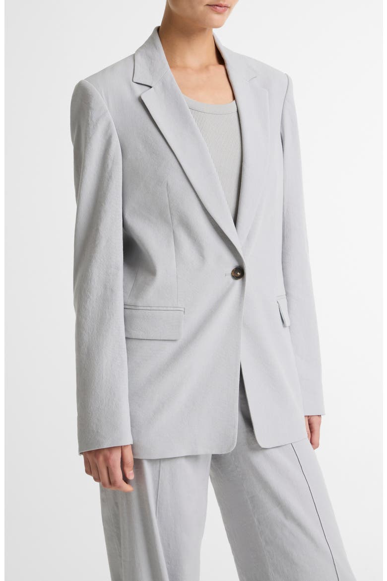 One-Button Linen Blend Blazer, Alternate, color, BAY MIST