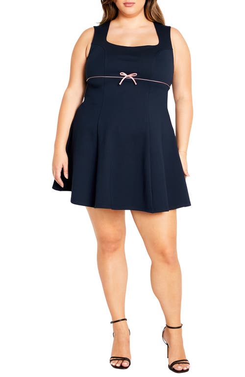 City Chic Bow Cocktail Minidress In Navy