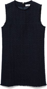 MANGO Cotton Blend Tweed Minidress