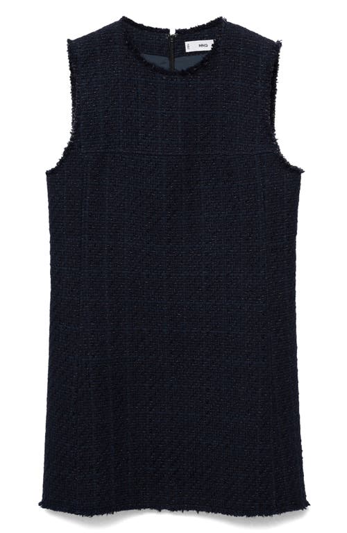 Mango Short Tweed Dress Dark Navy In Dark Navy