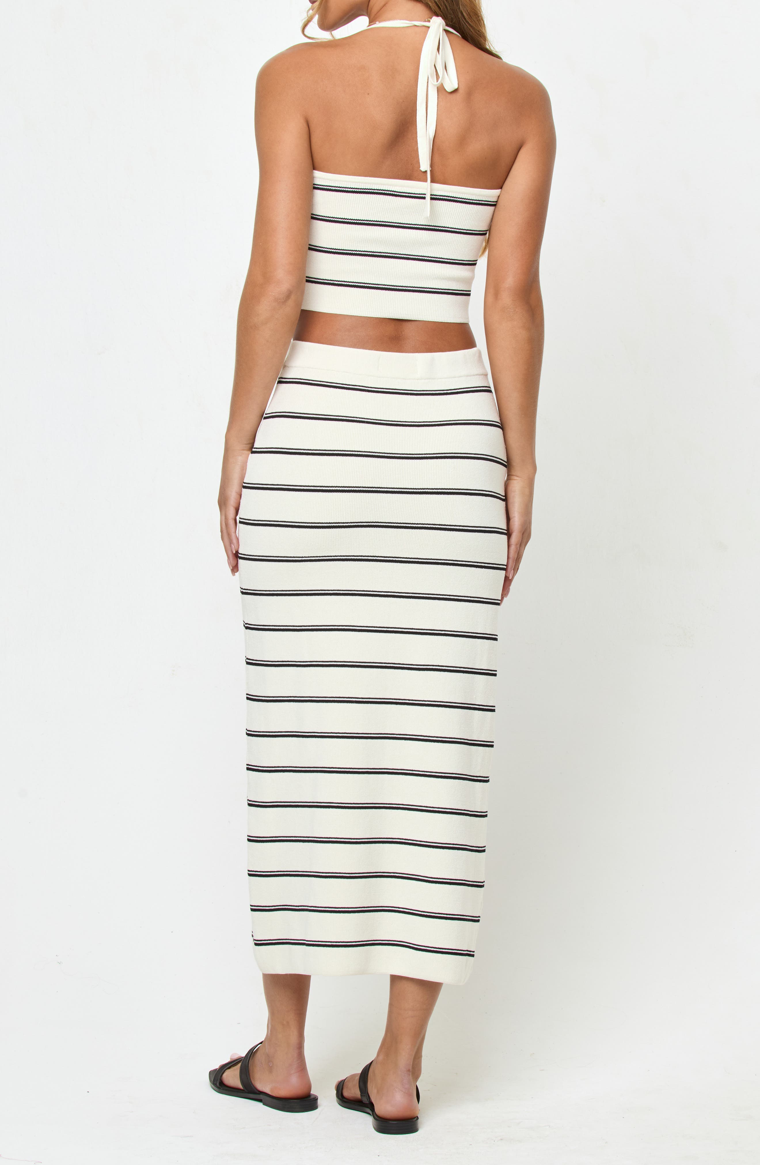 Positano Stripe Halter Rib Crop Cover-Up Top - image 2