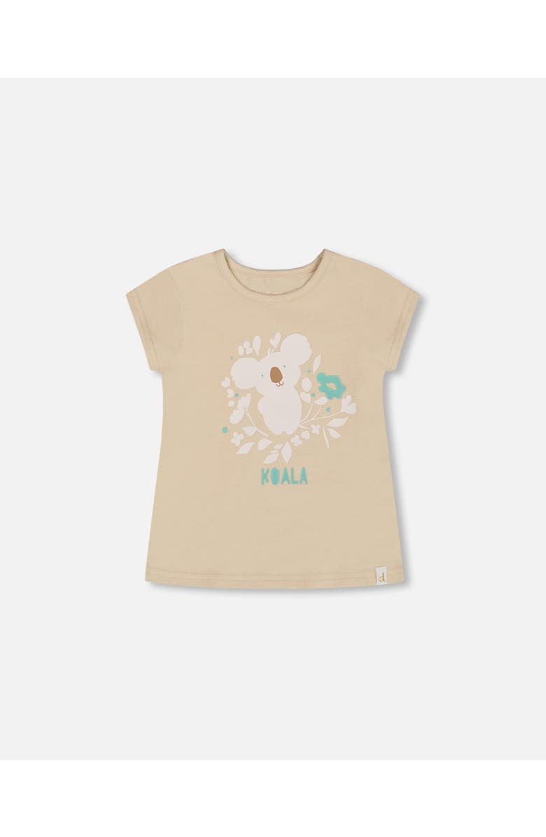 Deux par Deux Little Girl's Organic Cotton Tee Beige And Cream Koala, Main, color,