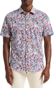 Robert Graham Alan Short Sleeve Stretch Cotton Button-Up Shirt