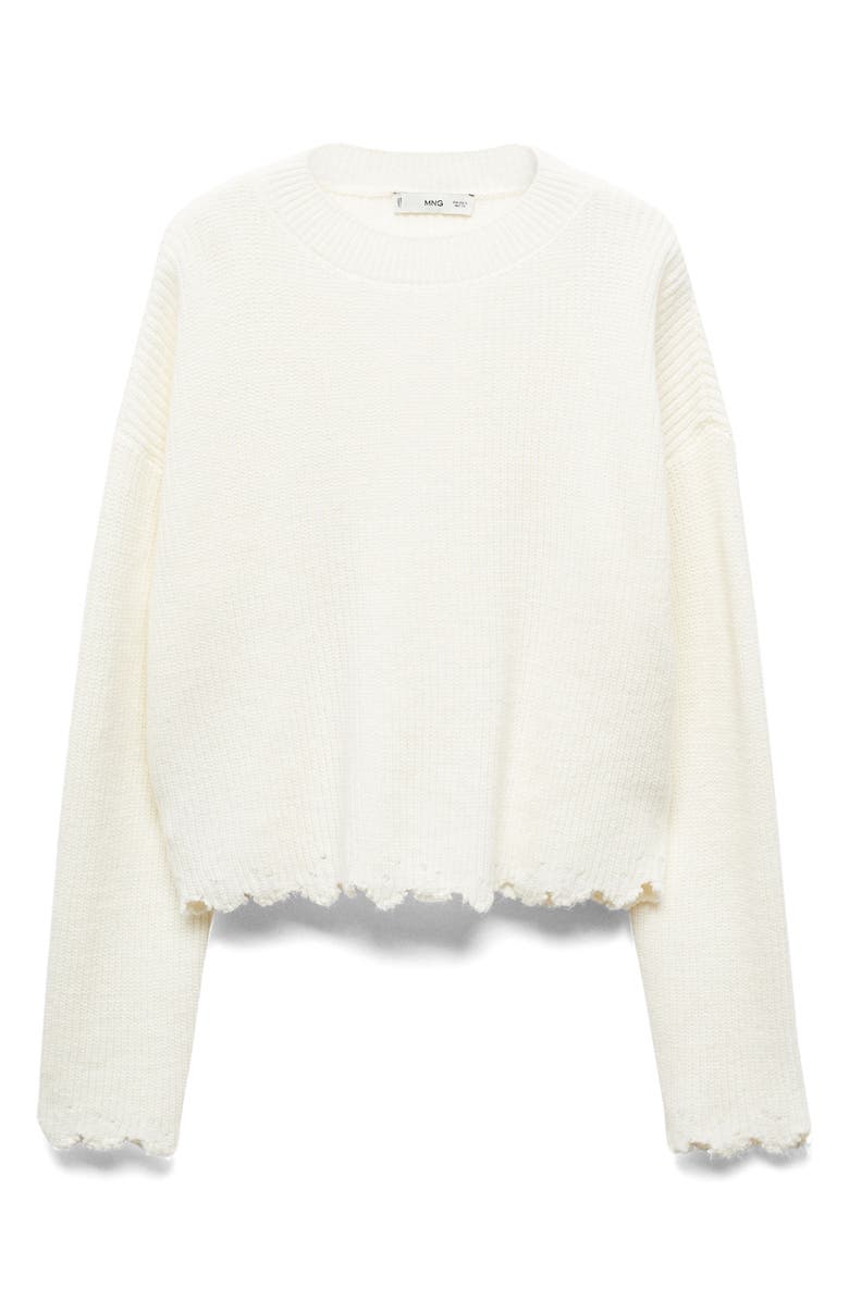MANGO Distressed Scallop Trim Sweater, Alternate, color, 
