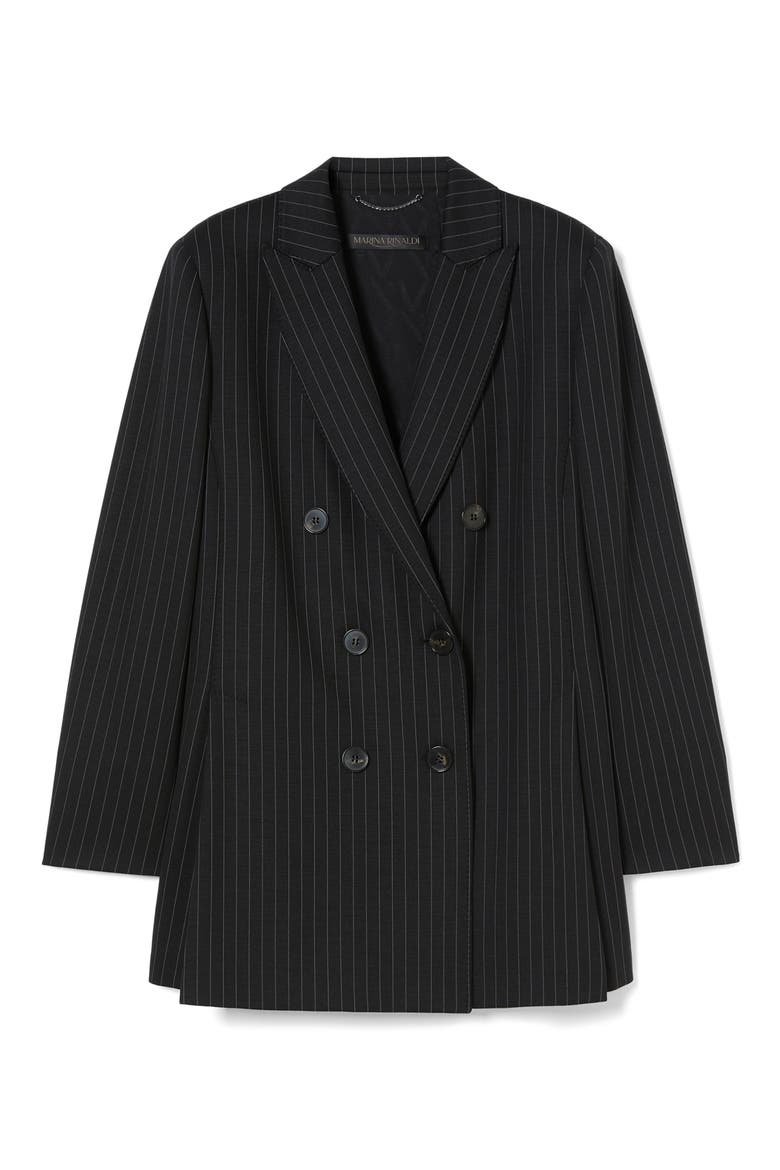 Barbra Pinstripe Stretch Jersey Jacket, Alternate, color, BLACK