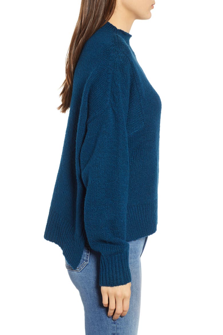 Fuzzy Side Slit Sweater, Alternate, color, BLUE AURORA