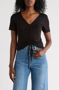 matty m. Drawstring Ruched Front Top