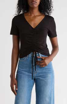 matty m. Drawstring Ruched Front Top