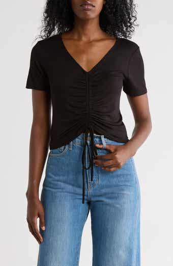 matty m. Drawstring Ruched Front Top