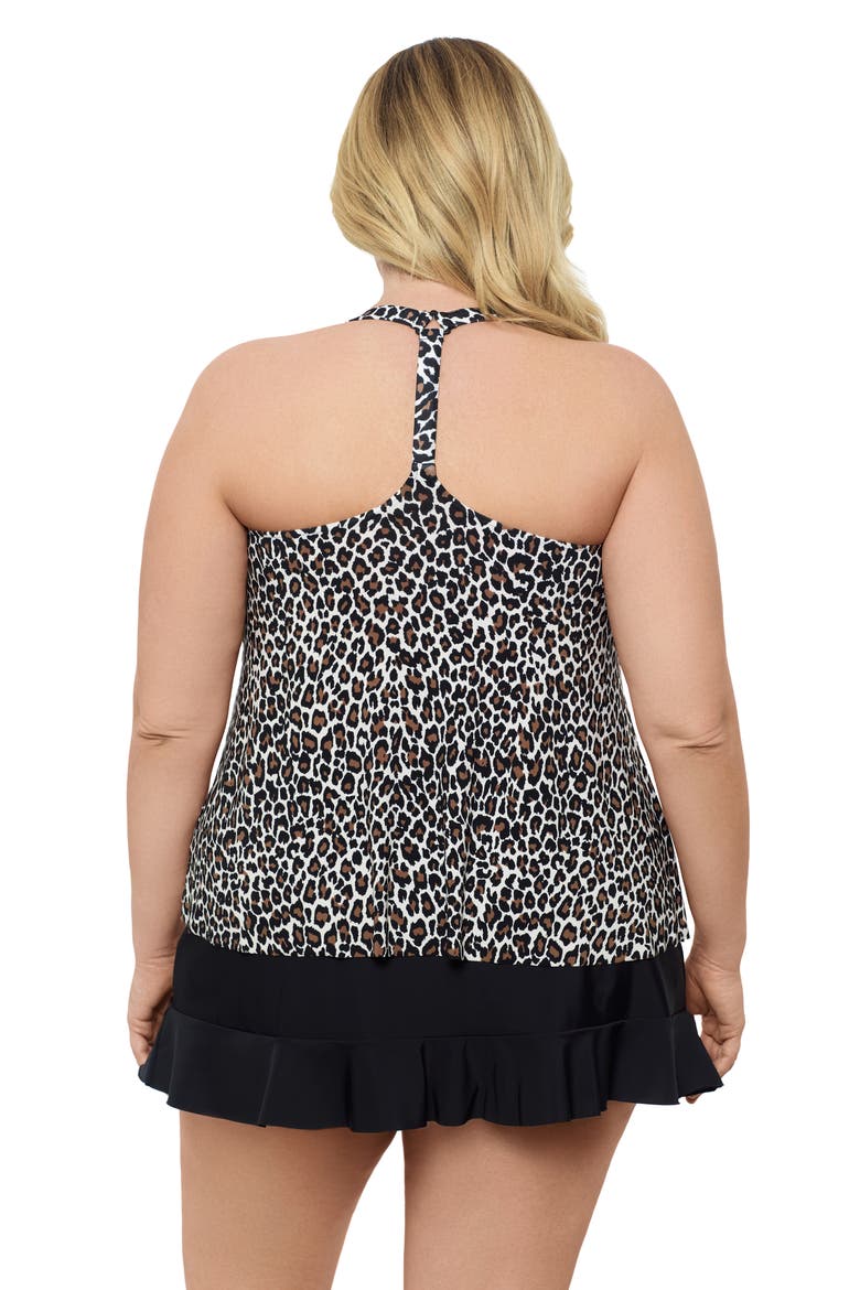 Plus Size Supportive Y-Back Full Coverage Tankini Swimsuit Top, Alternate, color, Desert Leopard