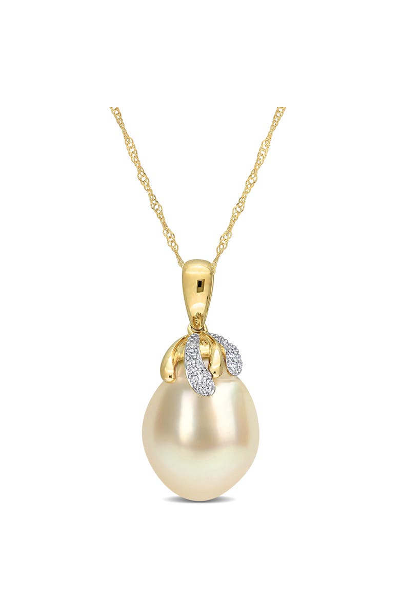 Julianna B. Cultured Pearl & Diamond Pendant Necklace 14k, Main, color, South Sea Pearl/Yellow Gold