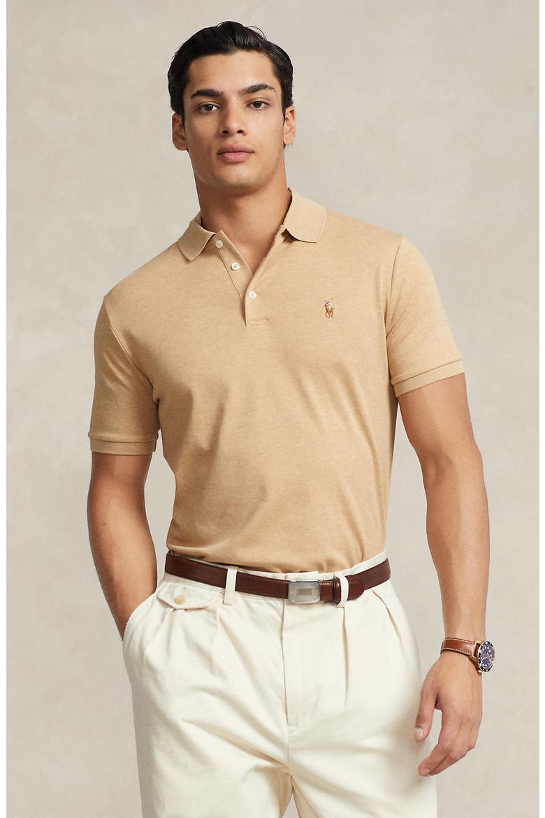 Solid Cotton Jersey Polo, Alternate, color, CLASSIC CAMEL HEATHER