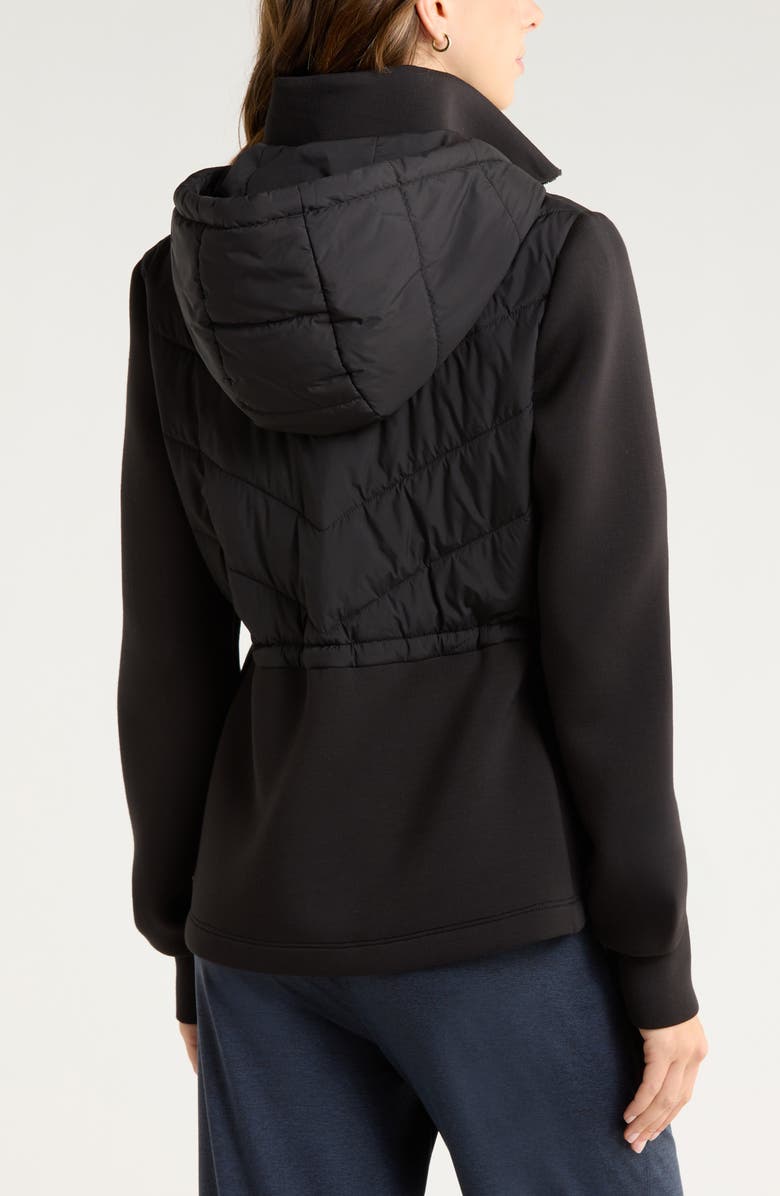 Zella Quilted Scuba Knit Jacket, Alternate, color, Black