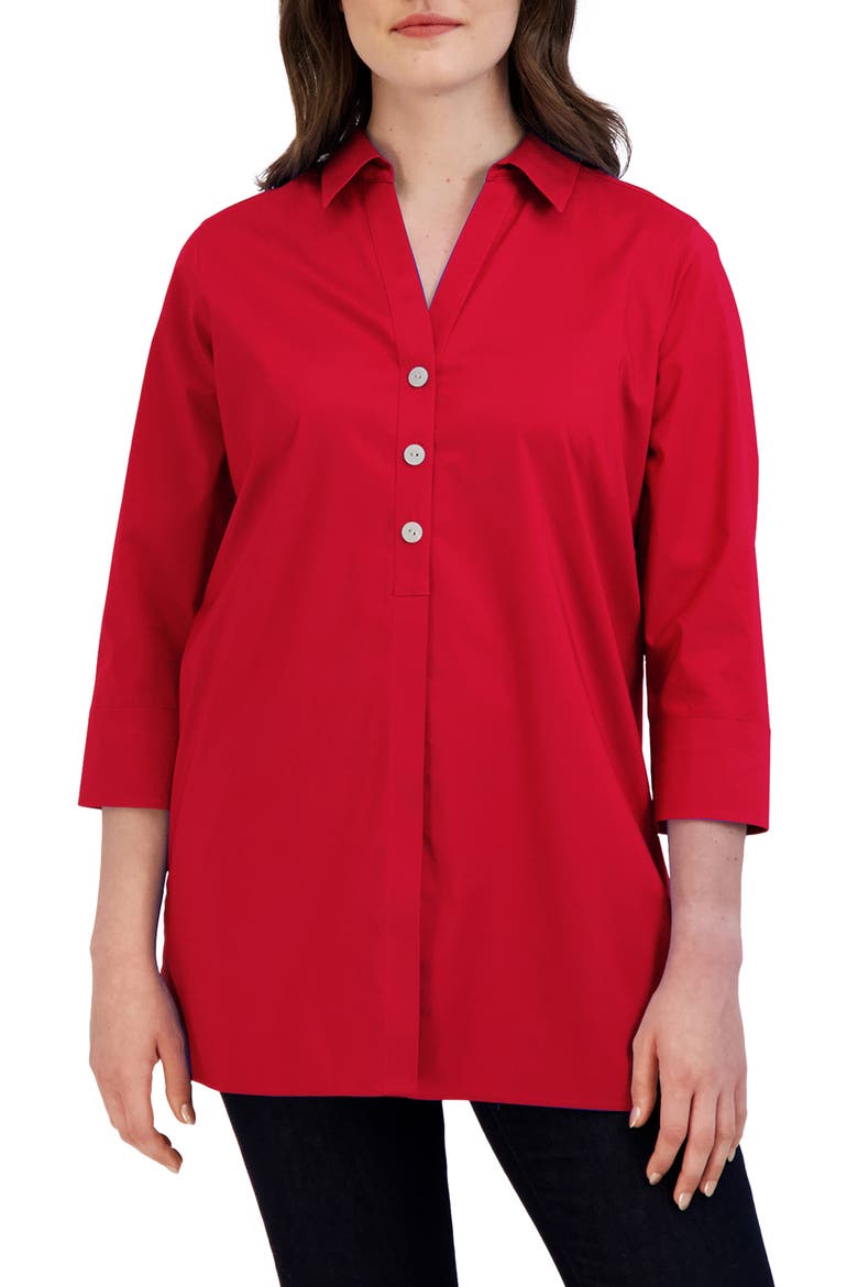 Pamela Stretch Button-Up Tunic, Main, color, SIMPLY RED