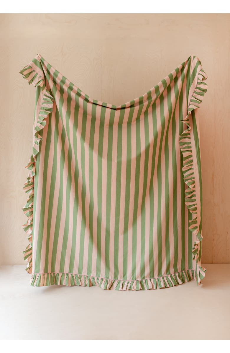 TBCo Cotton Ruffle Bedding Set, Alternate, color, Green Stripe