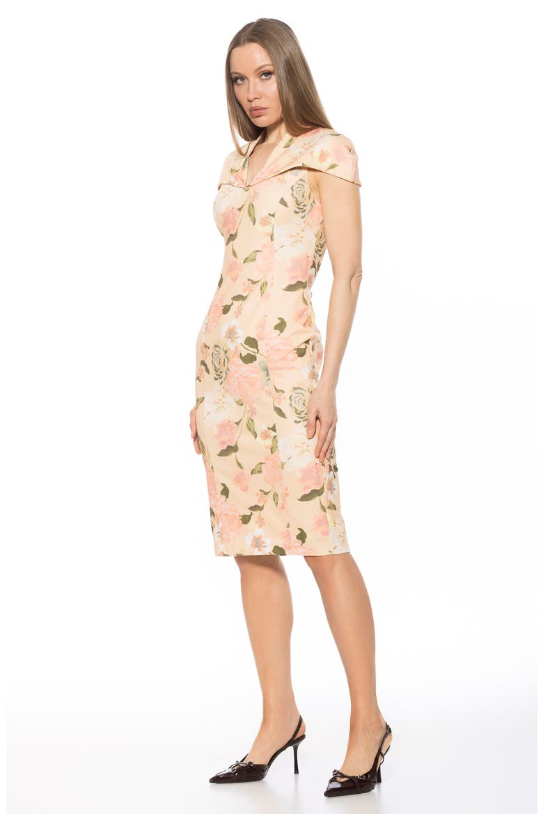 Tati Cape Sheath Dress, Alternate, color, BEIGE FLORAL