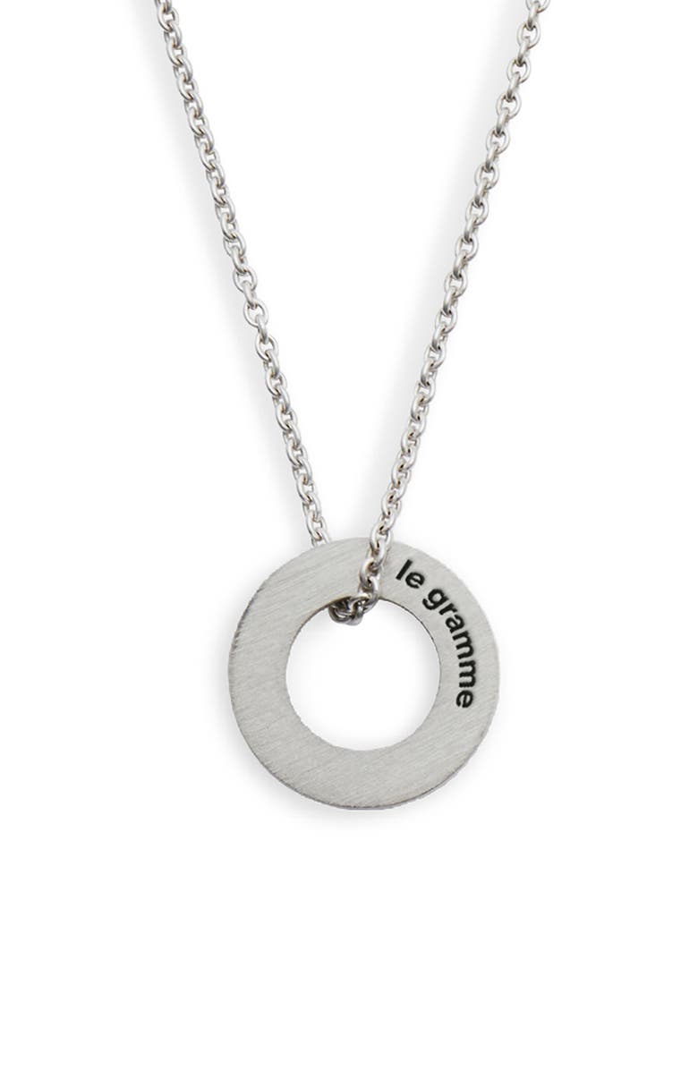 le gramme Men's 1.1G Sterling Silver Disc Pendant Necklae, Main, color, 