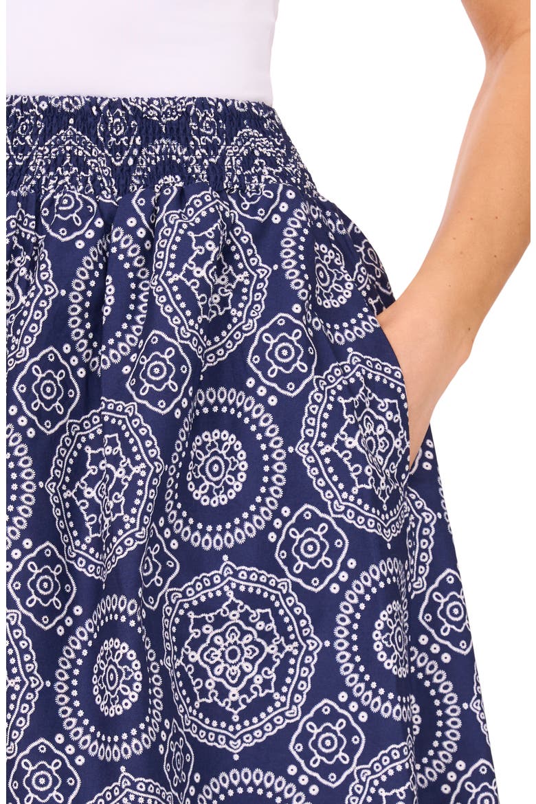 Cotton Poplin A-Line Midi Skirt, Alternate, color, NAVY/ WHITE