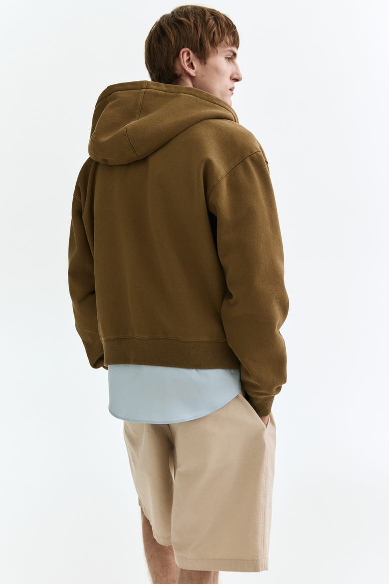 Loose Fit Zip-through Hoodie, Alternate, color, Khaki green