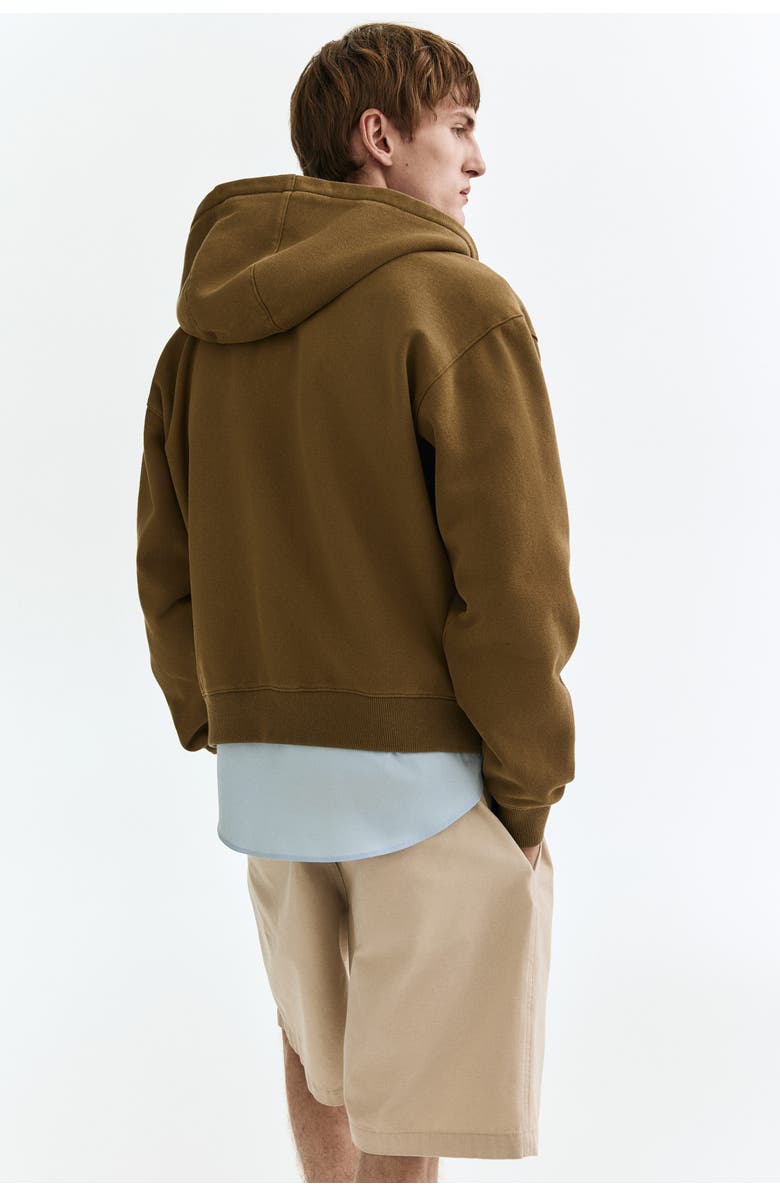 H&M Loose Fit Zip-through Hoodie, Alternate, color, Khaki Green
