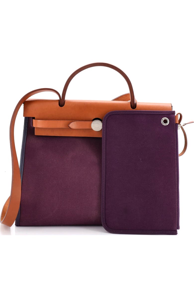 Pre-Owned Hermes Herbag Zip Leather and Toile 31, Alternate, color, Cassis