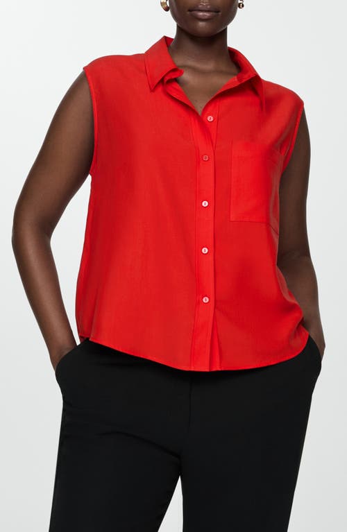 Mango Sleeveless Button-up Shirt In Red