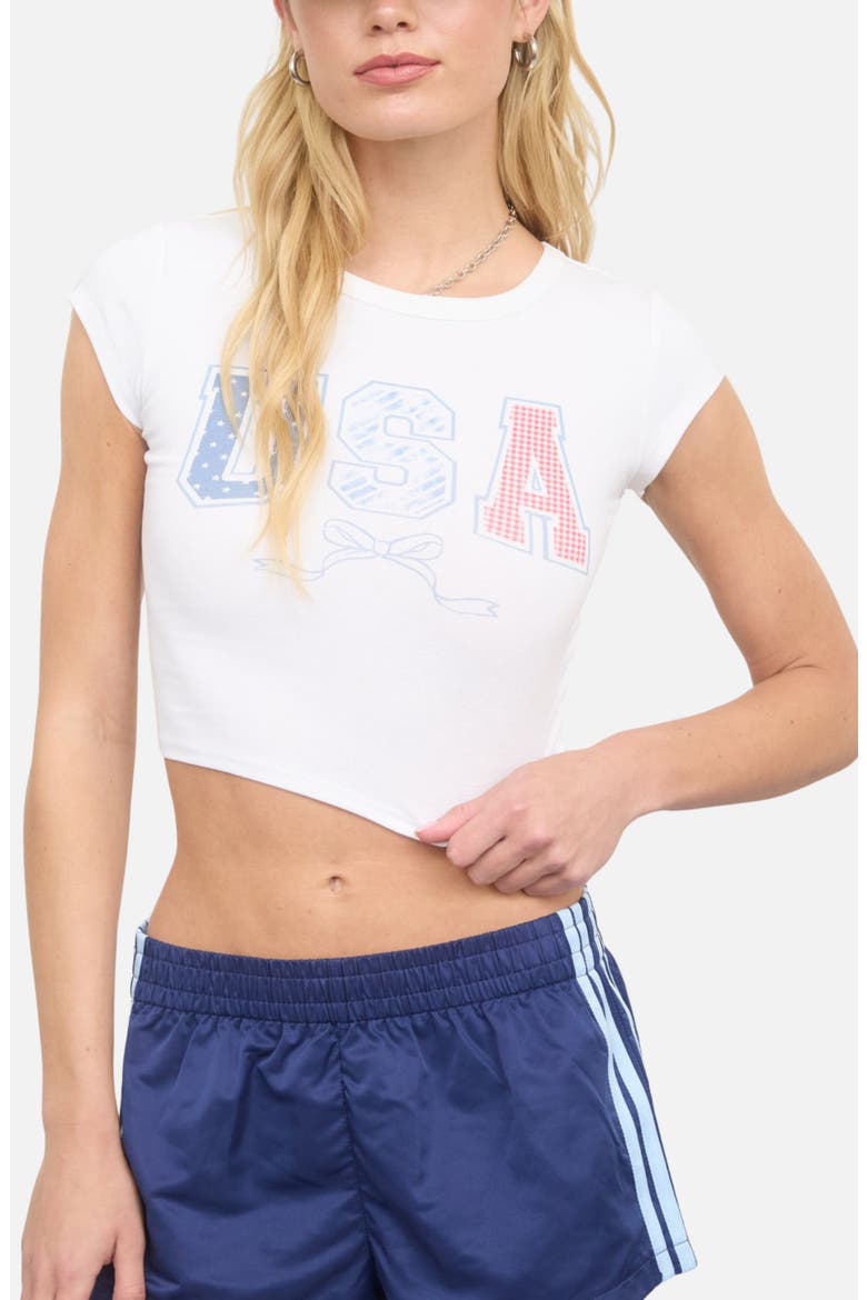 Graphic Stretch Cotton Crop T-Shirt, Main, color, IVORY