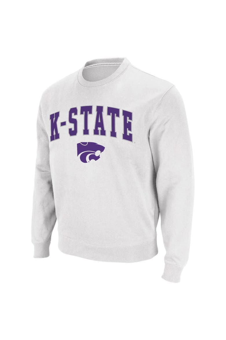 Men's Colosseum White Kansas State Wildcats Arch & Logo Crew Neck Sweatshirt, Main, color, White