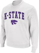 COLOSSEUM Men's Colosseum White Kansas State Wildcats Arch & Logo Crew Neck Sweatshirt