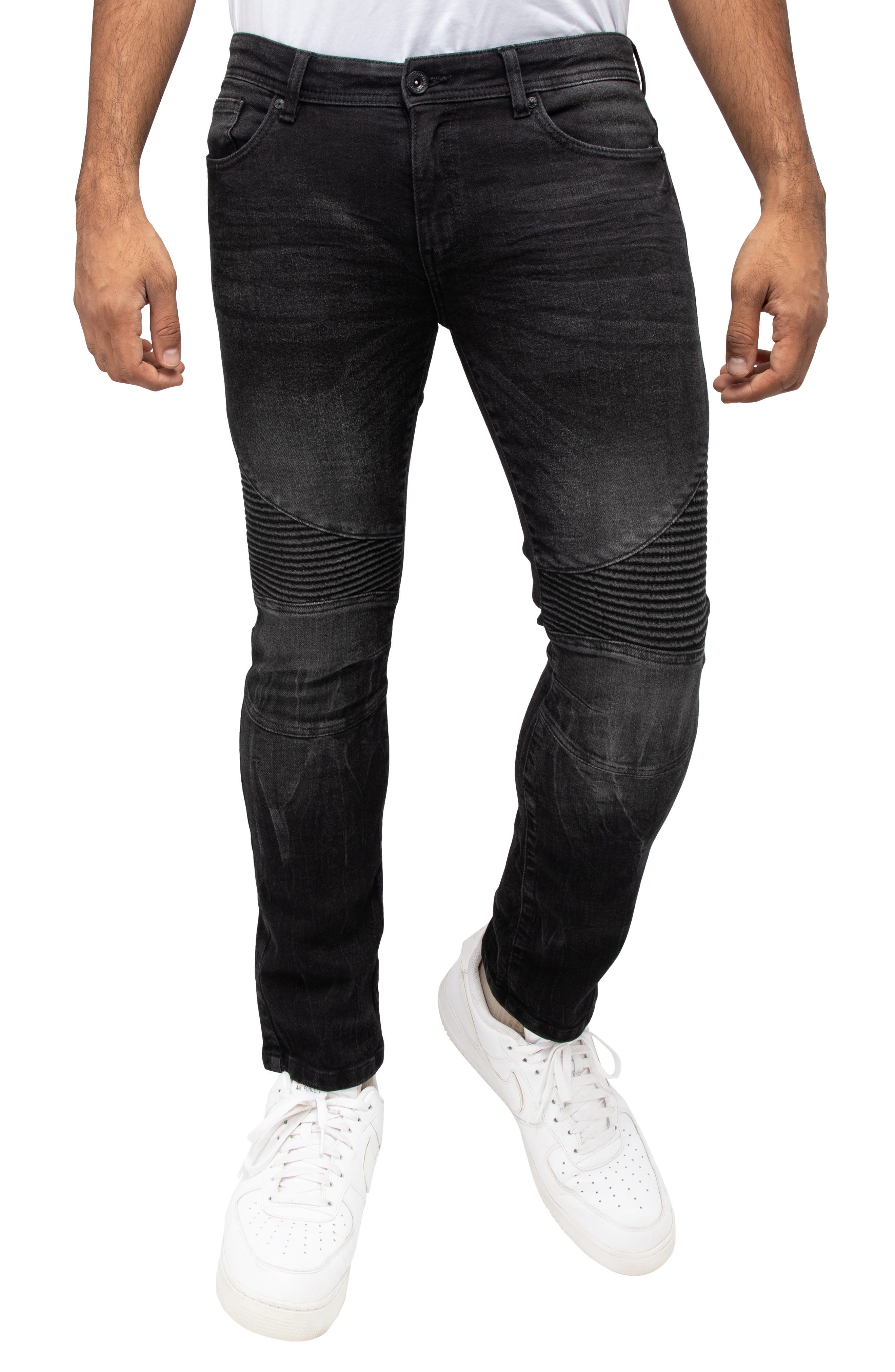 XRAY Raw X Distressed Moto Slim Jeans