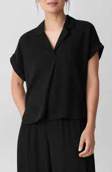 Eileen Fisher Notched Collar Silk Top