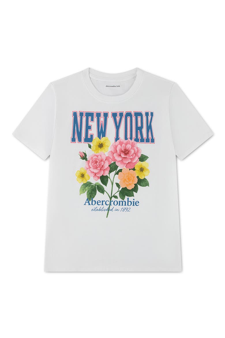 Kids' Oversize Flower Graphic Cotton Blend T-Shirt, Main, color, BRIGHT WHITE