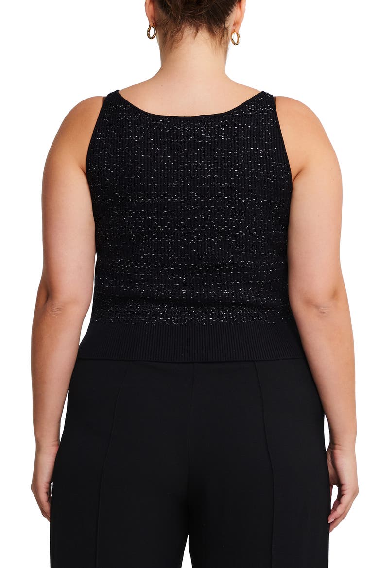 Abbey Metallic Tweed Sleeveless Top, Alternate, color, BLACK/ SILVER