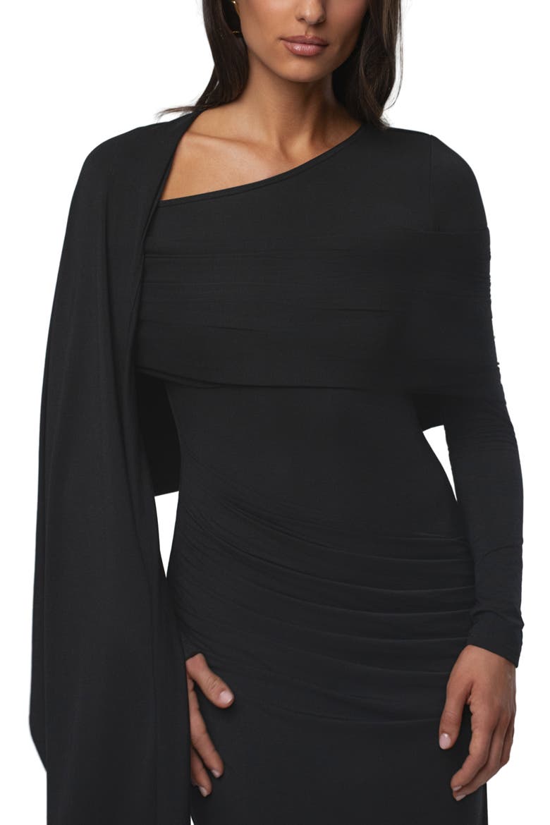 Glitz Asymmetric Maxi Dress, Alternate, color, Black