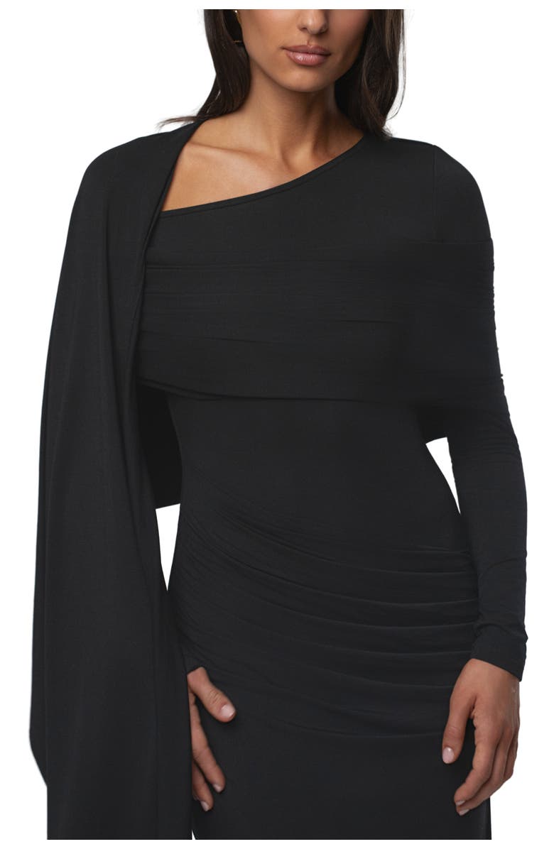 JLUXLABEL Glitz Asymmetric Maxi Dress, Alternate, color, Black