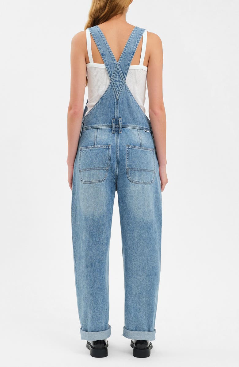 DAZE Canyon Barrel Leg Denim Overalls, Alternate, color, Plot Twist