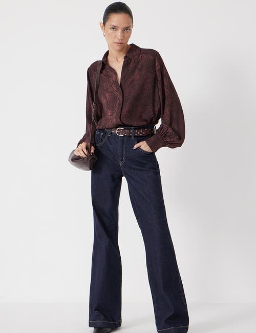 Hush Chiffon Printed Long Sleeve Shirt In Brown