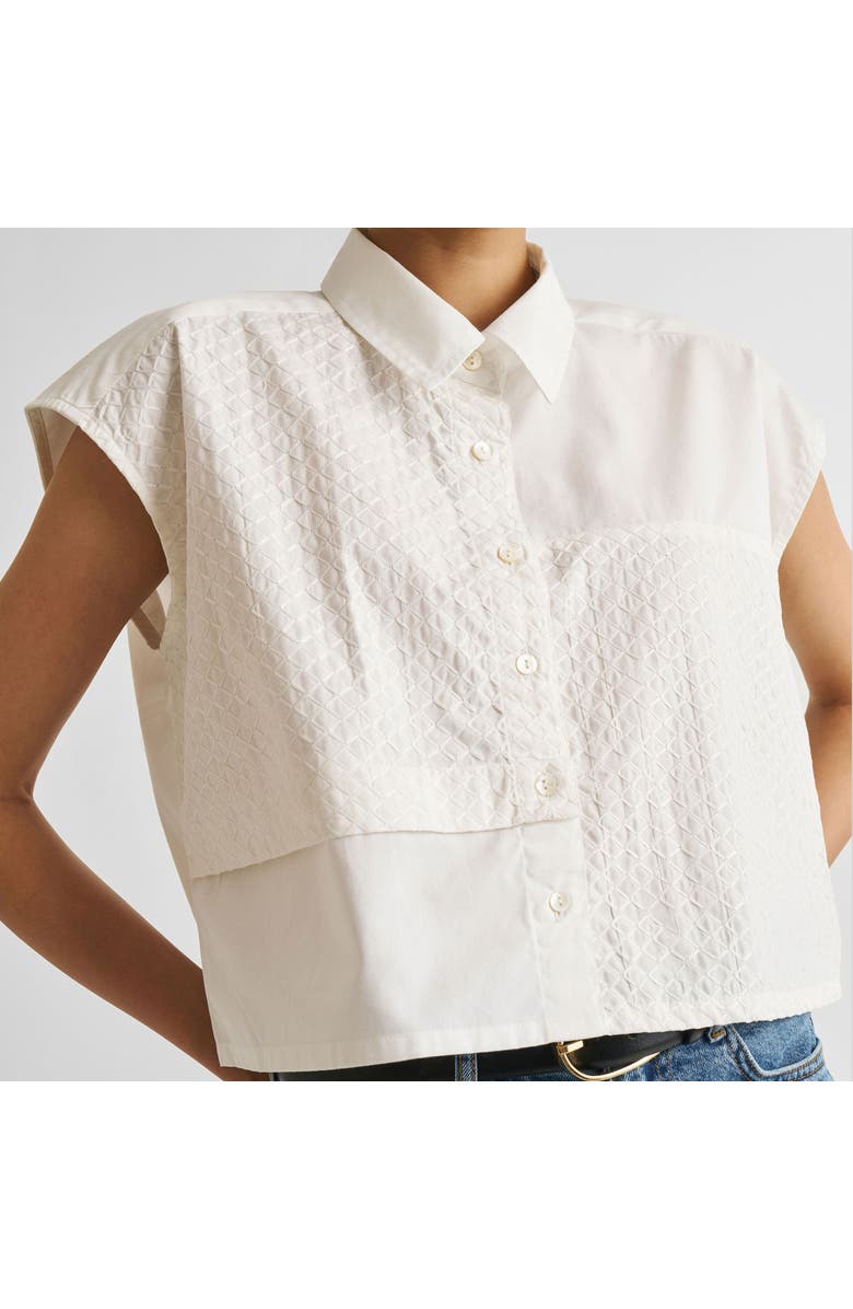 Reistor Women's Embroidered Panel Crop Top White Large, Alternate, color, White