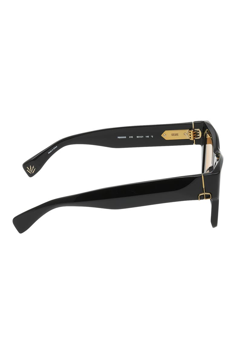 50mm Square Sunglasses, Alternate, color, SHINY BLACK AMBER LENSES