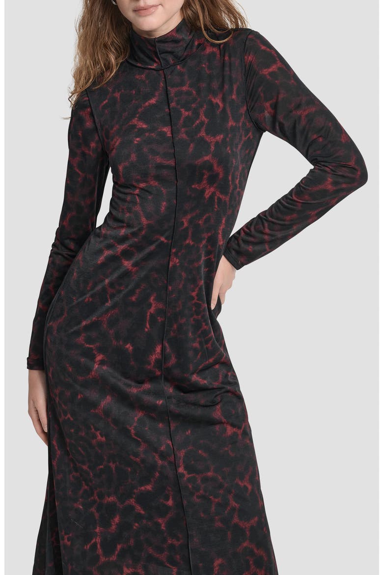 Seamed Long Sleeve Maxi Dress, Alternate, color, MERLOT CHEETAH