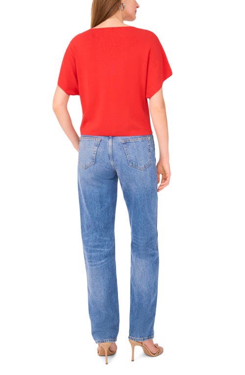 Halogen ® Short Sleeve Crop Sweater In Red