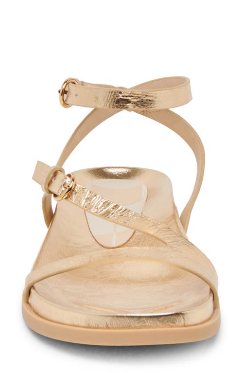 Dolce Vita Darlis Ankle Strap Sandal In Gold Distressed Leather