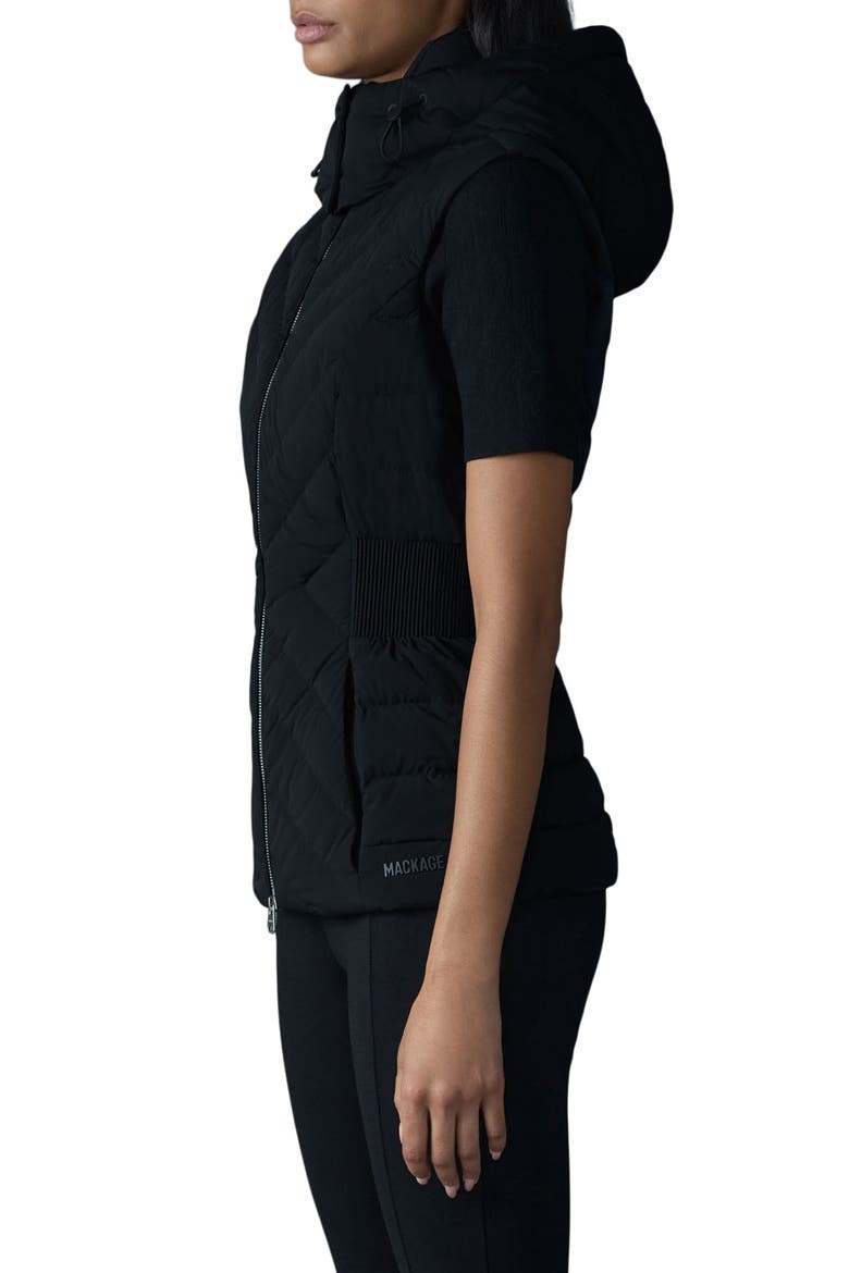 Hoshi Hooded Quilted Down Vest, Alternate, color, BLACK