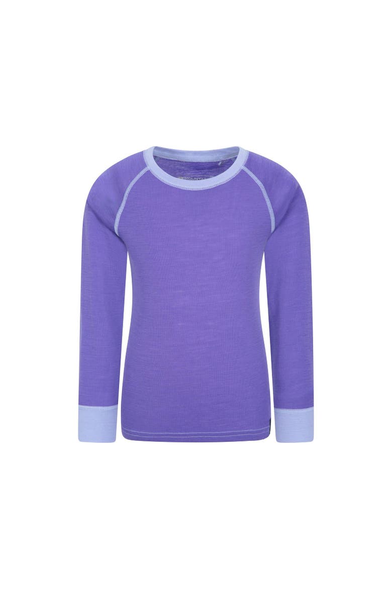 Childrens/Kids Merino II Contrast Round Neck Base Layer Top, Main, color, Purple