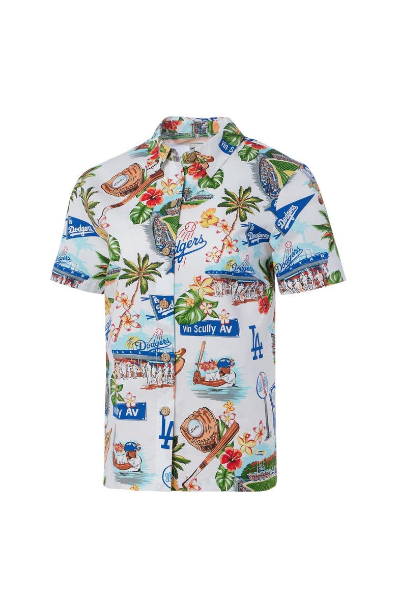 Reyn Spooner Women's Reyn Spooner White Los Angeles Dodgers Scenic Button-Up Shirt, Alternate, color, 